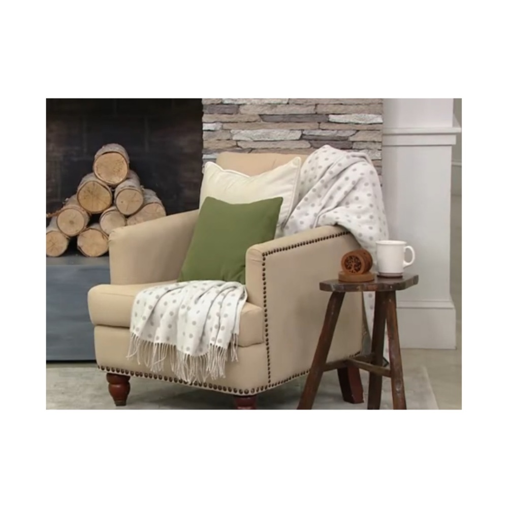 Foxford Wollen Mills 100% Lambswool Throw-Stone Polka Dots-56" x 72"